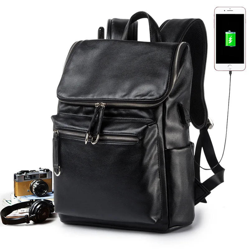 

New Fashion Men Backpacks High Quality Pu Leather Male Korean Student Backpack Boy Business Laptop School Computer Bag