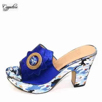 

Amazing Royal Blue African Lady High Heel Slipper Shoes CR2113 Heel Height 10cm