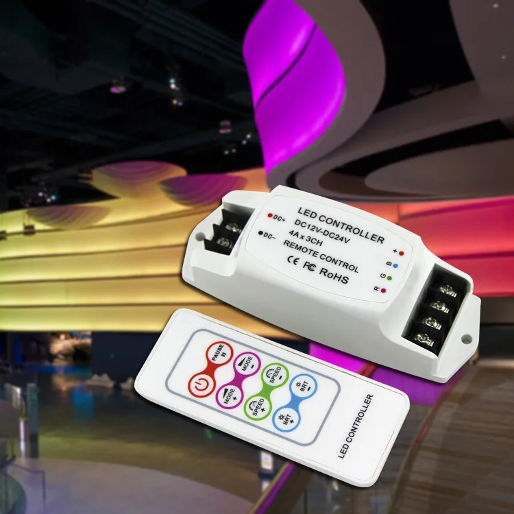 DC12V-24V,BC-361-4A,with RF remote Wireless Constant Voltage RGB 3CH Strip Controller For 5050 3528 RGB led strip light tape