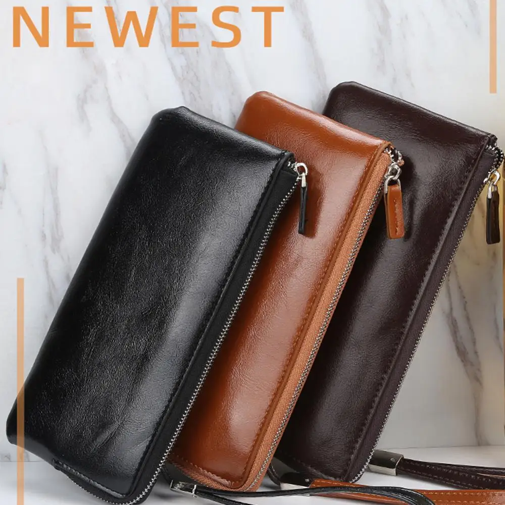 

hot sale Men Simple and Ultrathin Stylish Bussiness Clutch Multifunction PU Leather Cellphone Pouch Driving License Package