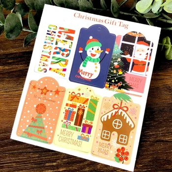 

144pcs Merry Christmas Paper Tags DIY Handmade Crafts with Rope Food Packaging