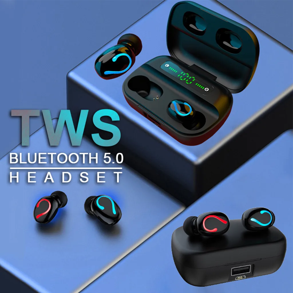 Настоящие Bluetooth 5 0 наушники TWS беспроводные спортивные с громкой связью 3D стерео
