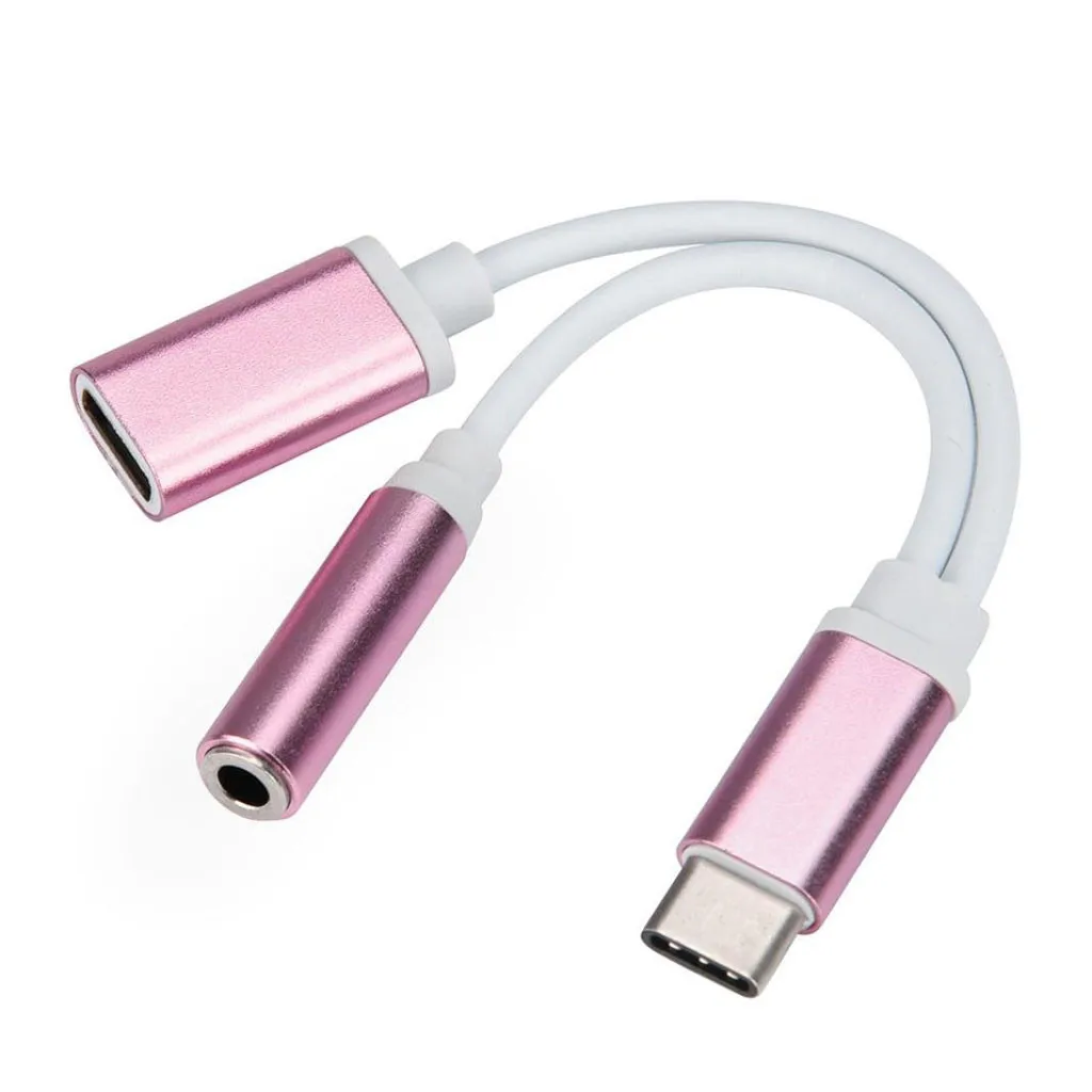 2в1 usb type-C на 3,5 мм разъем AUX аудио сплиттер конвертер адаптер, зарядный кабель Usb C на 3,5 мм Aux кабели Usb Переходник