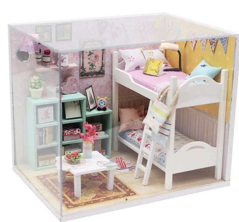 Roombox миниатюрный DIY кукольный домик с деревянная мебель для дома игрушки для детей на день рождения рождественские подарки