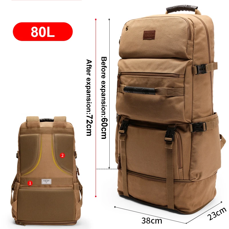 Comprar Mochila para hombre, mochila de lona de gran capacidad, bolsa de  montañismo expandible resistente al desgaste, mochila grande, bolsa de  viaje