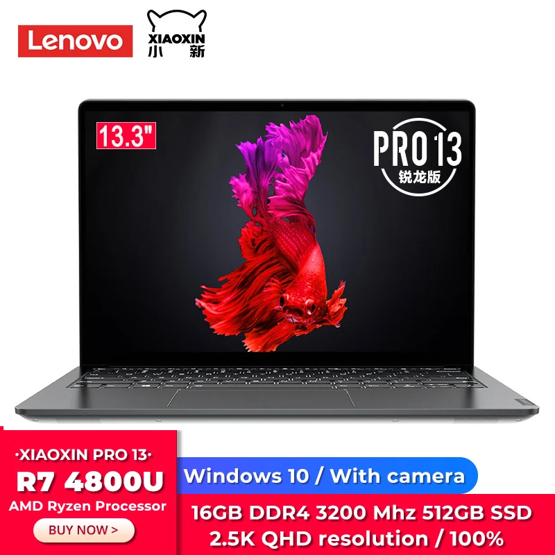 Ноутбук Lenovo Xiaoxin Pro 13 2020 ультрабук AMD Ryzen 7 4800U Windows 10 16 ГБ ОЗУ 512 Гб SSD 3 дюйма|Ноутбуки|