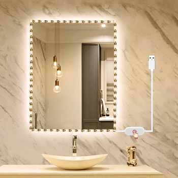

0.5m - 3m Vanity Makeup Mirror Light 5V USB LED Flexible Strip Tape with Dimmable Touch Sensor Switch Dressing Table Mirror Lamp