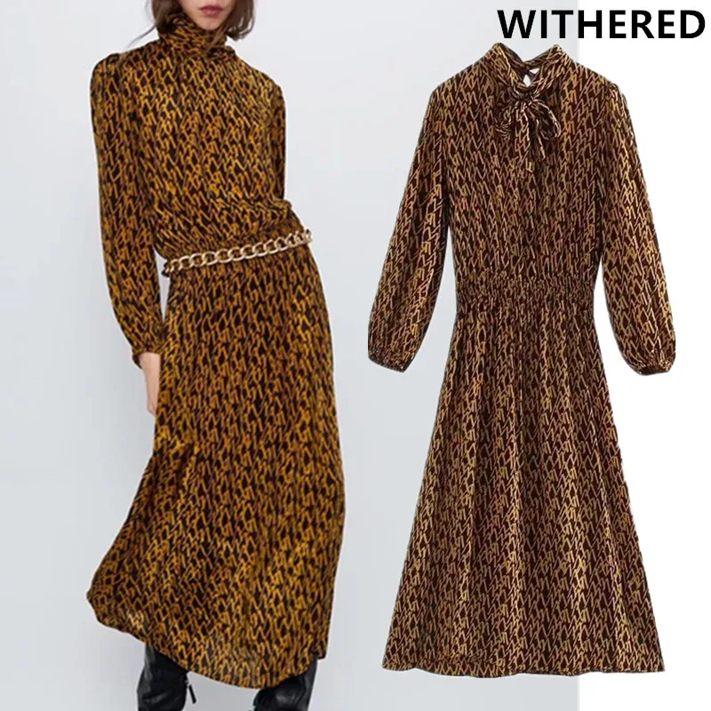 

Withered england style elegant Chains printing bow Christmas party midi dress women vestidos de fiesta de noche vestidos blazer