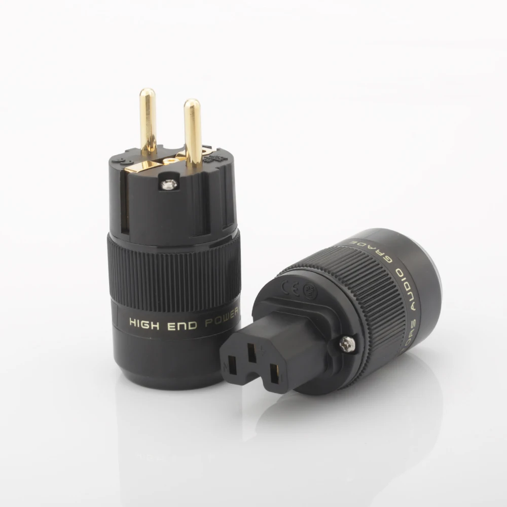 

High Quality Schuko Power Plug EU Plug Hifi European plug Male Female Power Plug 24K Gold plated Rhodium silver Plated HIFI diy
