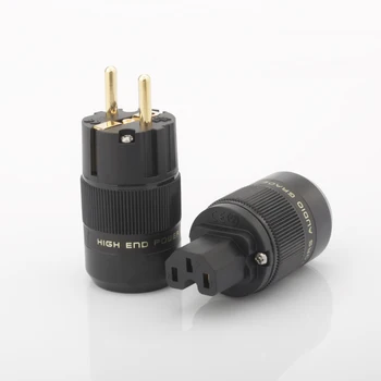 

High Quality Schuko Power Plug EU Plug Hifi European plug Male Female Power Plug 24K Gold plated Rhodium silver Plated HIFI diy