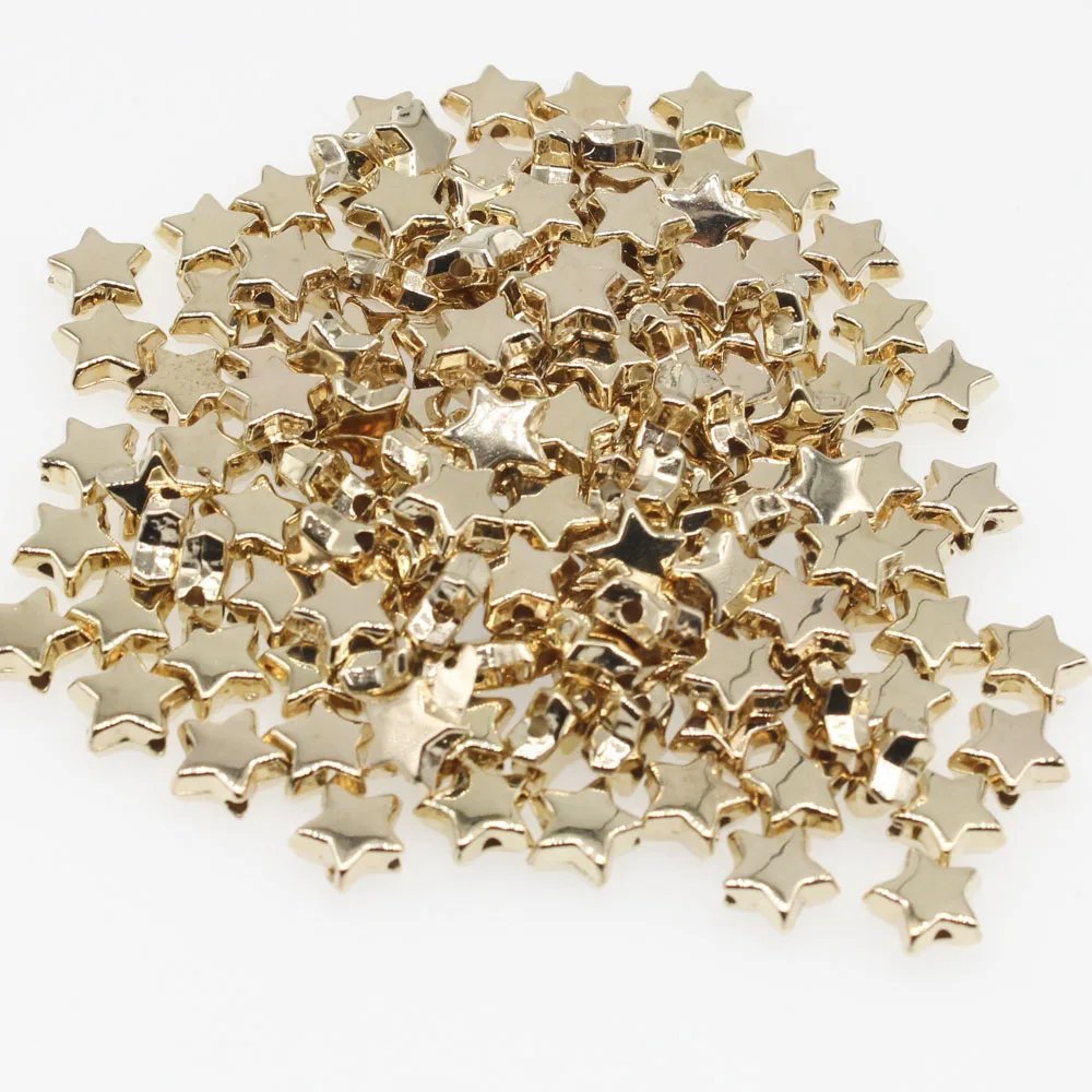 

CHONGAI 200Pcs Pentagram Gold Silver CCB Loose Spacer Beads For Jewelry Making DIY Necklace Bracelet 5x10mm