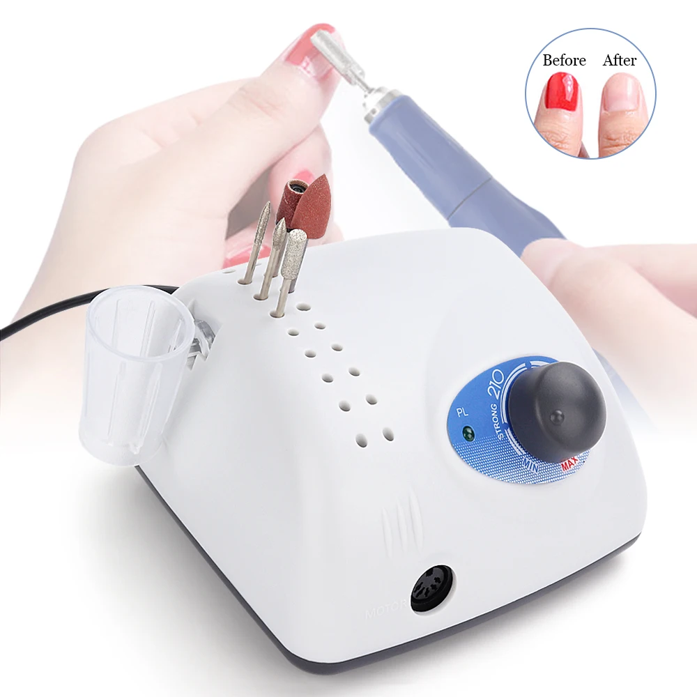 35000RPM Electric Nail Drill Strong 210 65W Manicure Pedicure Machine for Nails Art Nail Drills File Bit Polish Tools Equipment