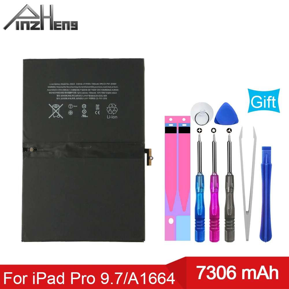 

PINZHENG Tablet Battery For Apple iPad Pro 9.7 inch 7306mAh High Capacity Bateria A1673 A1674 A1675 Replacement Battery +Tools
