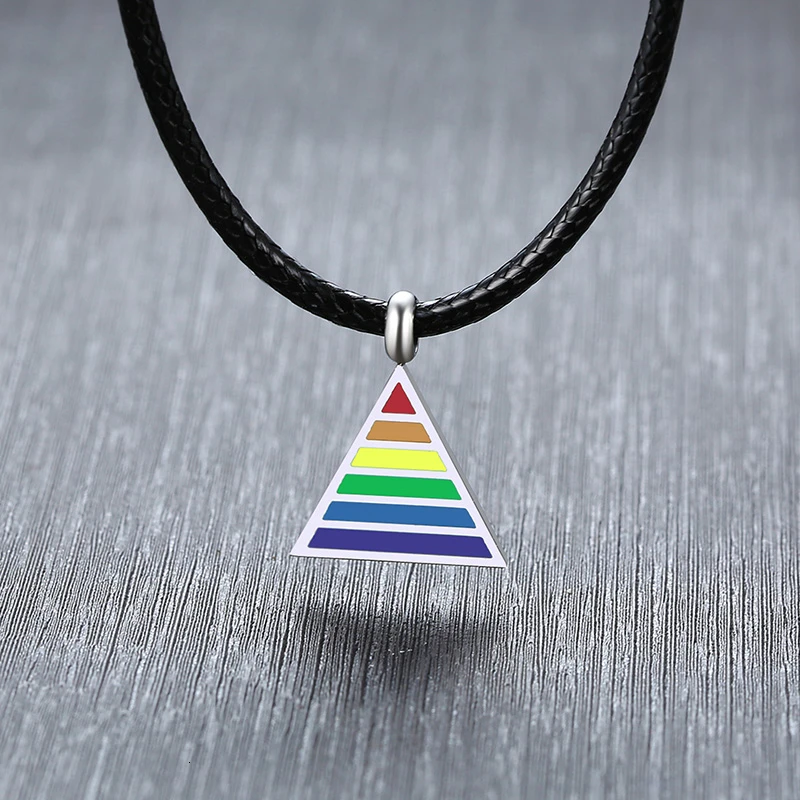 Gay Rainbow triangle Pride женское ожерелье цепочка LGBT Оловянная подвеска унисекс подарки |
