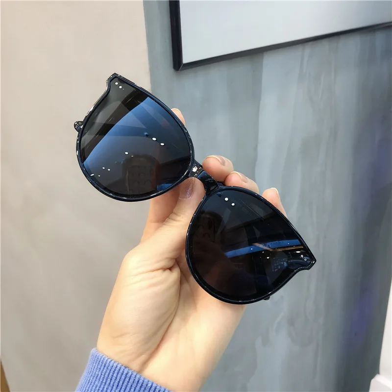 

2020 New Style Korean-style Sunglasses Women's Street Snap-Style round Frame round Face UV-Protection Reflective Lenses Black An