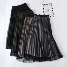 WYNNE Гадис одежда на обе стороны комплект пуловер+ кожаная юбка юбки для женщин Высокая талия волна точка сетки для