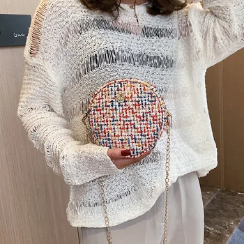 

Round Crossbody Bags For Women Design Wool Mini Handbag Female Chain Shoulder Bags Small Circle Clutch Bag bags for women 2019