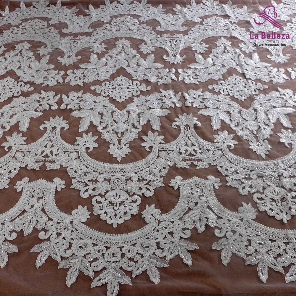 La Belleza Новое кружево, белое высококачественное кружевное полотно с блестками, кружевная ткань для свадебного платья, 1 ярд
