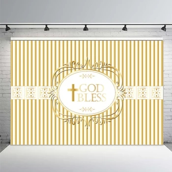 

Photography Backdrops God Bless Cross Gold Stripes Wall Crown Custom Photo Studio Backdrop Background Vinyl Photo Background
