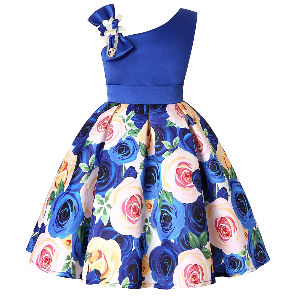 Kids Flower Stripe Dresses for Girls Christmas Children Clothing Dress Princess Brithday