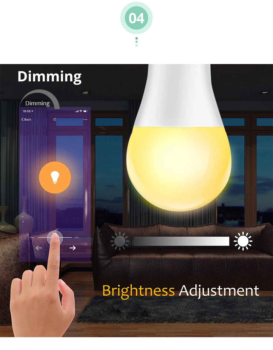 EeeToo светодиодный умный светильник, Wi-Fi светильник, Лампа 15 Вт, затемняемый E27 B22 E14, беспроводная умная лампа, работающая с Google Home Alexa, светодиодный ночник