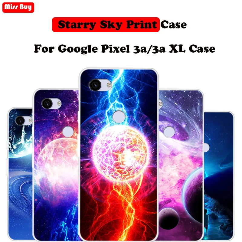 For Google Pixel 3a XL Case Slim Silicone Phone Cases 3A 3 Lite 3aXL 3XL Soft Cover Starry Sky Stars Print |