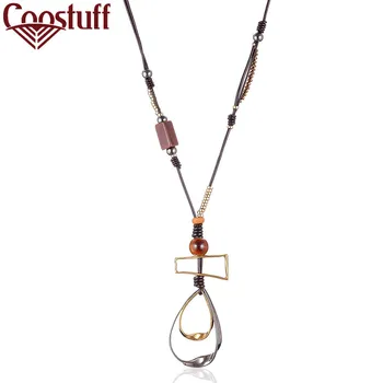 

Vintage Women's Long Chain Jewelry Simple Ethnic Pendants Statement Necklaces Suspension Female Geometric Decoration Accessories