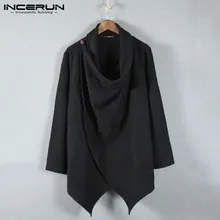INCERUN, мужские плащи с длинным рукавом, одноцветные, уличная одежда, панк стиль, мужские плащи, накидка,, Ретро стиль, китайский стиль, Необычные куртки, 5XL