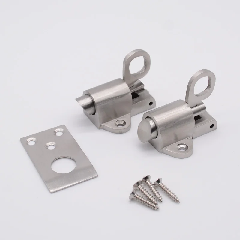 

Stainless Steel Spring Latches Fixing Screws Home Entrance Window Gate Sliding Pull Ring Hardware Accessories