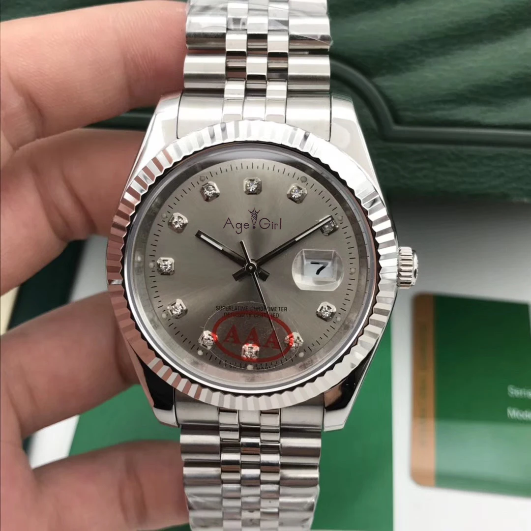 Grey Diamond Роскошные брендовые новые мужские часы Datejust из нержавеющей стали автоматические механические сапфировое стекло черные Синие Серые ЧАСЫ 41 мм AAA - Цвет: Grey Diamond
