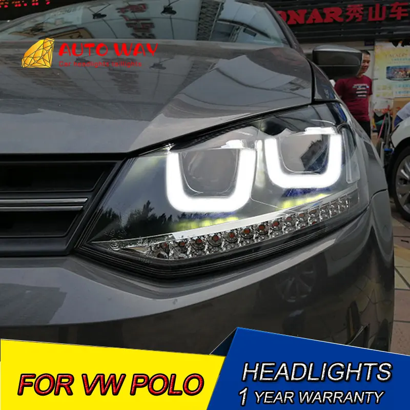 

Car styling LED HID Rio LED headlights Head Lamp case for VW Polo headlights 2009-2015 Polo headlight Bi-Xenon Lens low beam