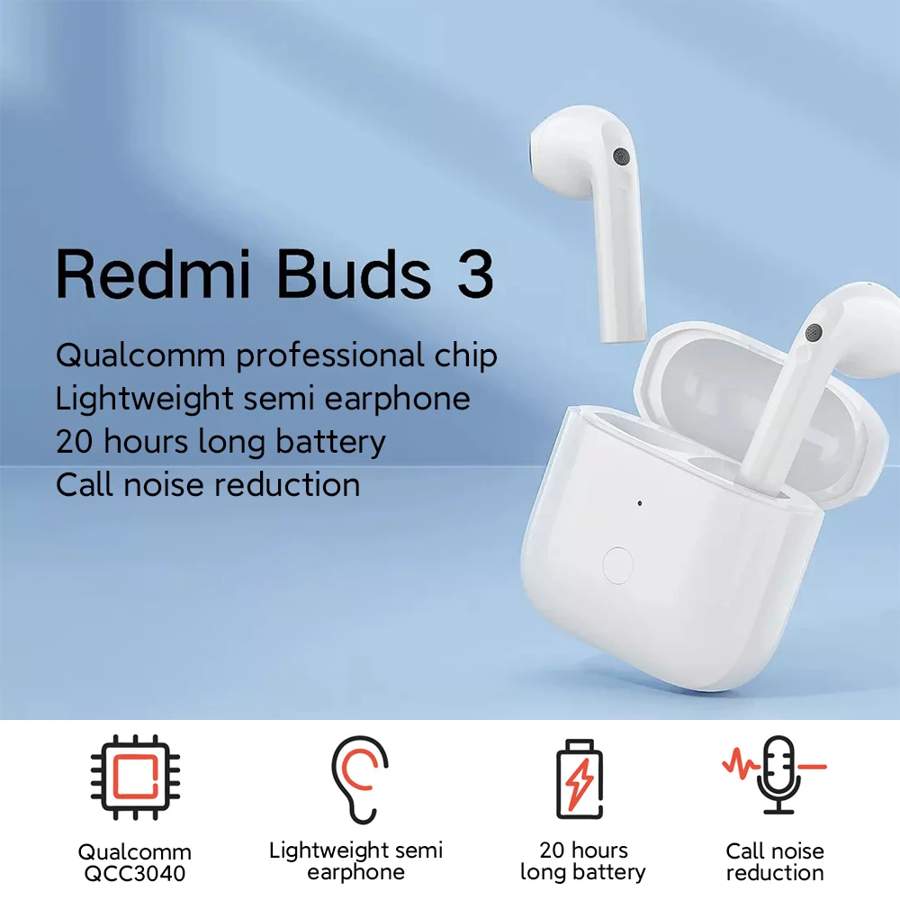 Xiaomi – écouteurs Redmi Buds 3 TWS, double micro, Bluetooth 5.2, 12mm, puce QCC3040, étanche, pour POCO X3 Pro, Redmi 10 2