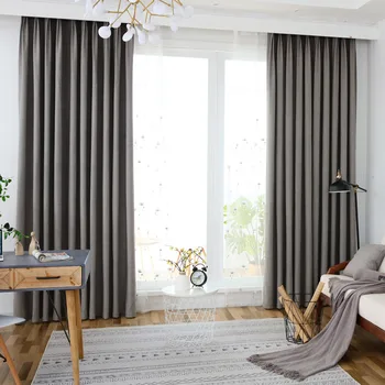 

Customcurtains for Living Room Bedroom Modern Simple Solid Color Double-Sided Cotton and Linen Window Shade Cloth