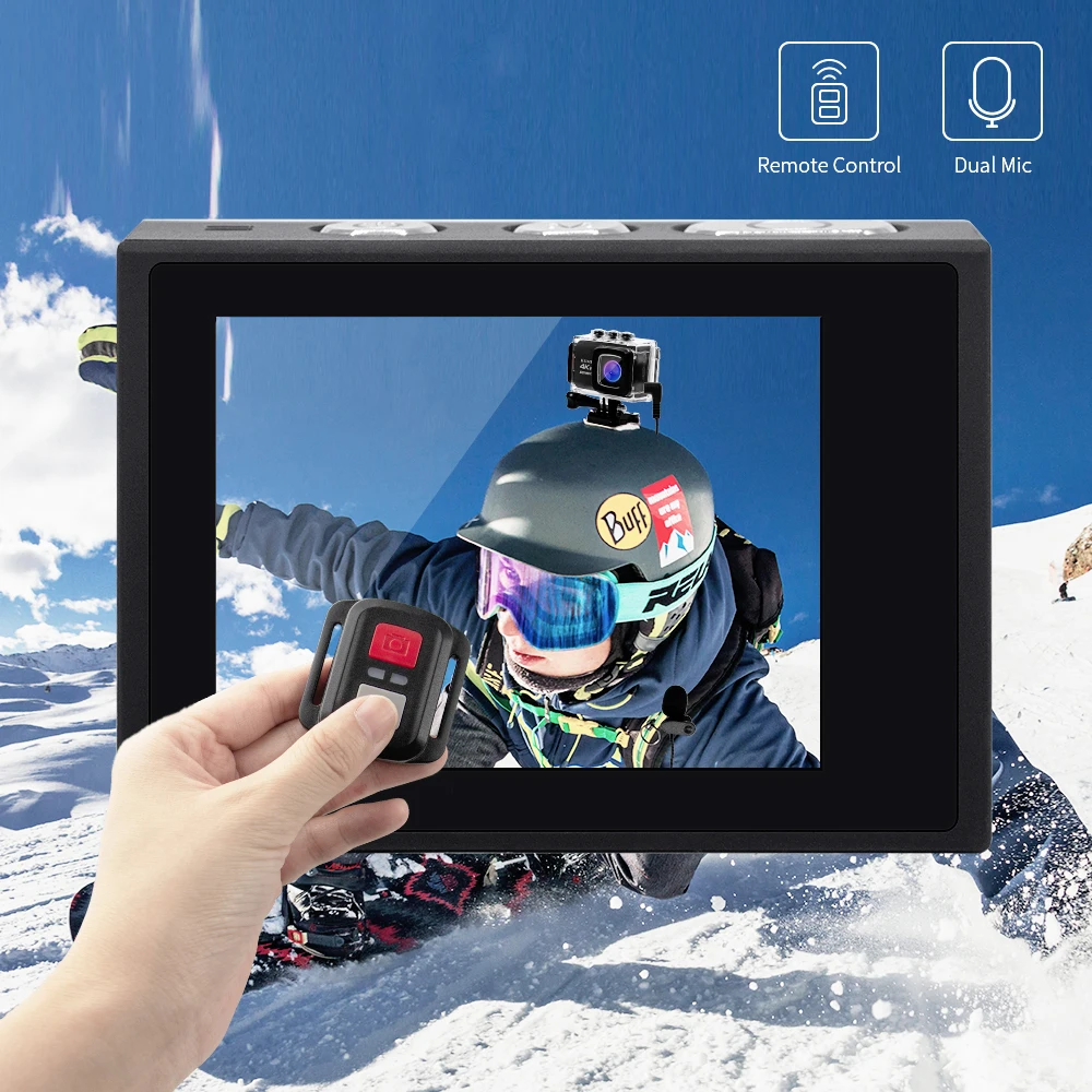 HD 4K WiFi Спортивная экшн камера с функцией EIS 30 м водонепроницаемый пульт