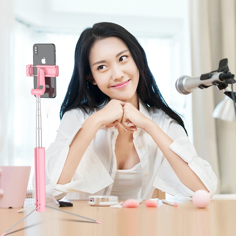 YUNAO A18 Bluetooth selfie stick платные selfie stick с светодиодный заполняющий светильник максимальная длина 1600 мм телефон selfie палку штатив-Трипод