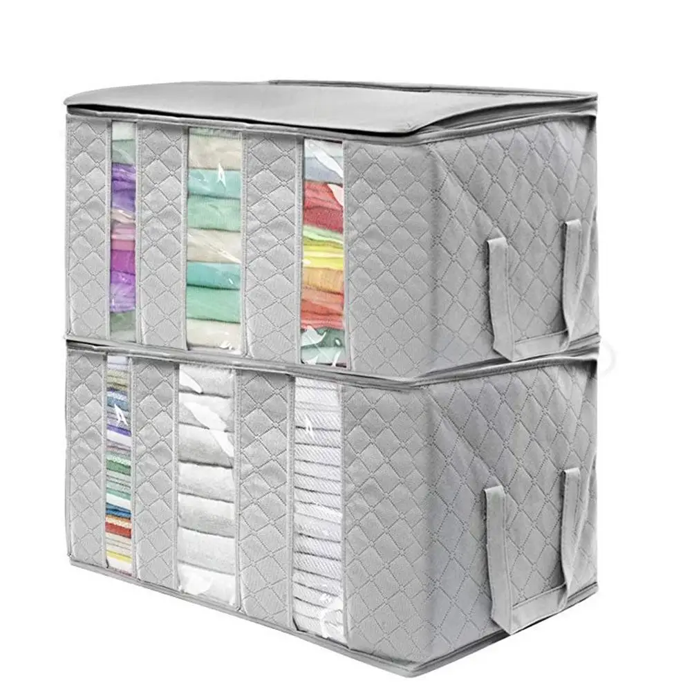

DishyKooker 1PC Non-woven Storage Bag Foldable Clear Window Box for Clothes Blankets