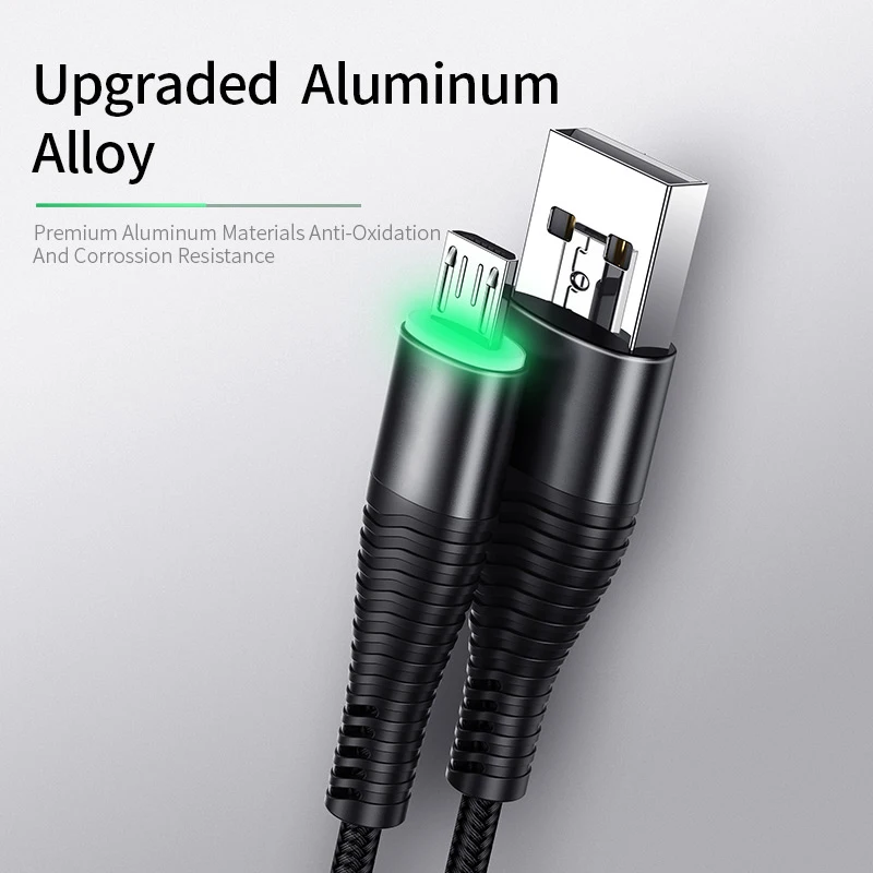 Светодиодный кабель Micro USB 3A устройство для быстрой зарядки и передачи данных