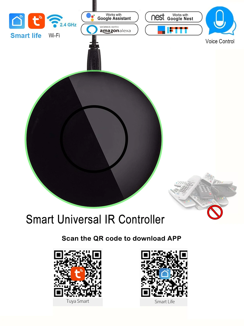 Wifi smart ir управление кондиционер ТВ квадратный вентилятор ТВ Универсальный ИК пульт дистанционного управления Лер приложение Smart Life Совместимость Google Alexa iFTTT
