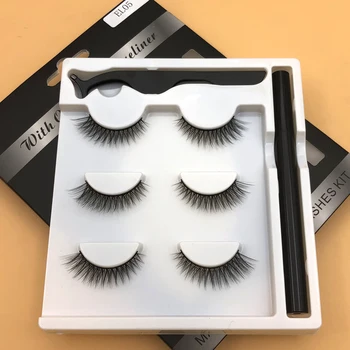 

3 Pairs 3D Mink False Eyelashes With Tweezer Crisscross Natural Makeup Eyelash Fluffy Mink Fake Lashes for Women's Fashion
