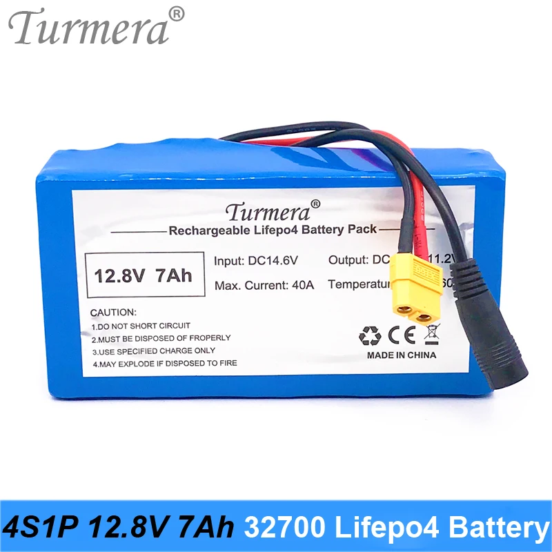 

New 32700 Lifepo4 Battery 12.8V 7Ah 4S1P with 4S 40A BMS Balance for Electric Boat and Uninterrupted Power Supply 12V Turmera A