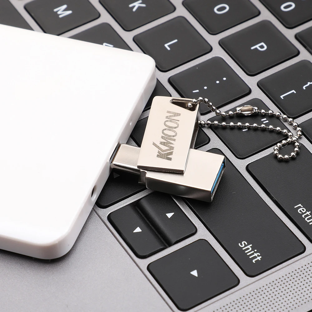 KKmoon USB Flash Drive USB3.0 Type-C Mini Portable U Disk 64GB Pendrives Pen Drive Silver for Phone PC Laptop