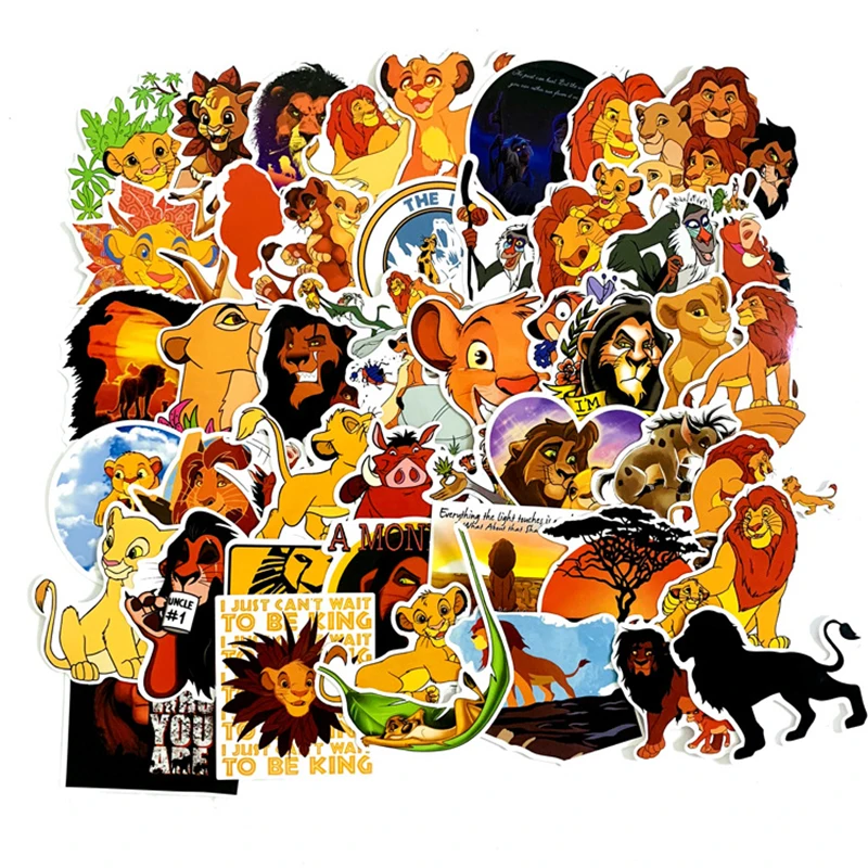 

50pcs The Lion King Anime Cartoon Stickers Toy Luggage PVC Waterproof Sticker Motorcycle and Luggage Notebook Sticker