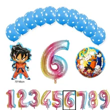 Шары из фольги в виде Драконий жемчуг, набор из 13 штук, смешанные 10 латексных шаров и цифр, воздушные шары для детского дня рождения