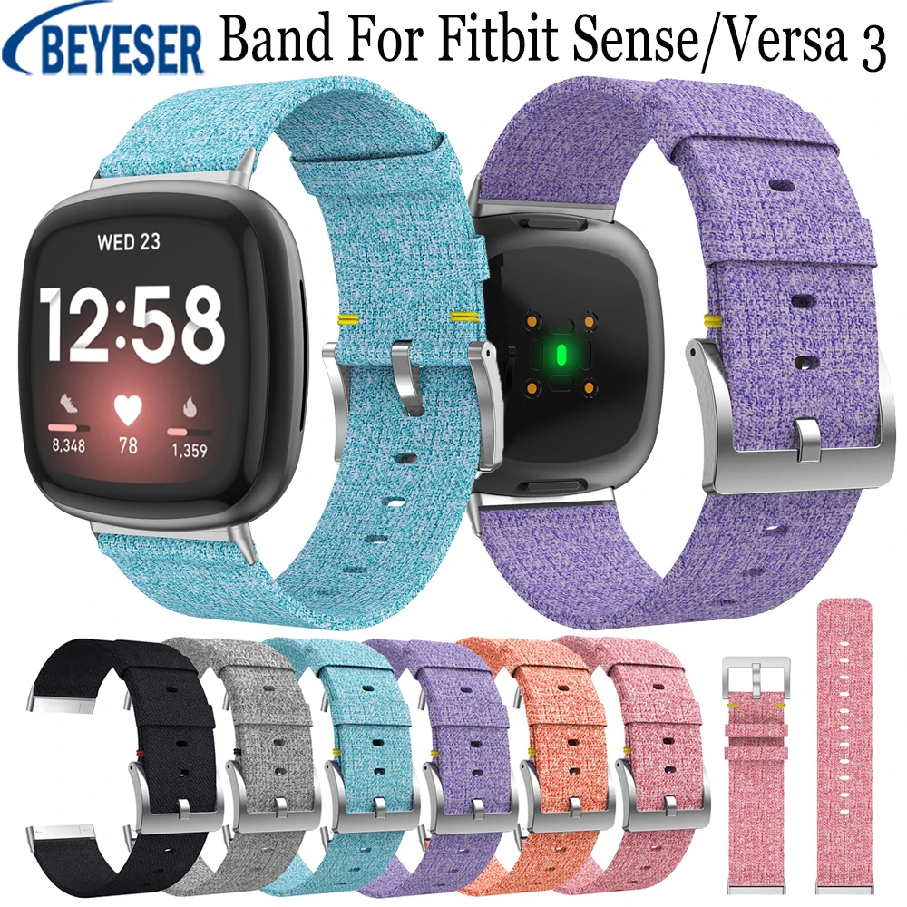 

High Quality Sport Nylon Wristbands Compatible For Fitbit Versa 3 Band Canvas Smart Watch Band Bracelet For Fitbit Sense Strap