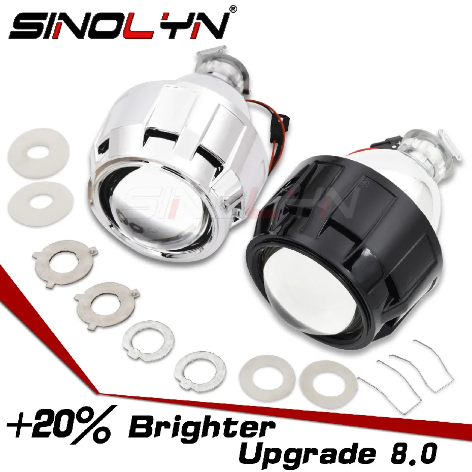 

Sinolyn 2,5 дюйма 8,0 Биксеноновые линзы для H7 H4 9005 9006 фар 2 шт. Мини проектор H1 Автомобильные фары