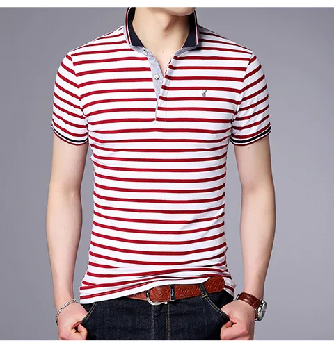 MRMT Brand New Summer Mens T-Shirt Business Casual Short-Sleeved Men T Shirt Youth Turtleneck Striped Shirt Tshirt For Male