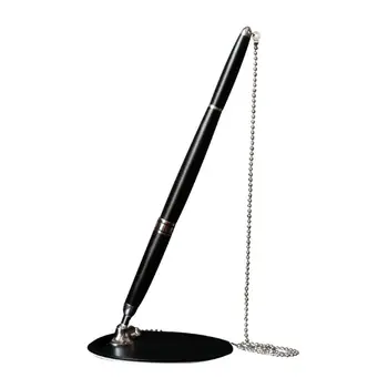 

Classic Metal Ballpoint Pen Secure Chain Attached Base Stand Desk Office Counter Signature Pens Stationery Gift DXAB