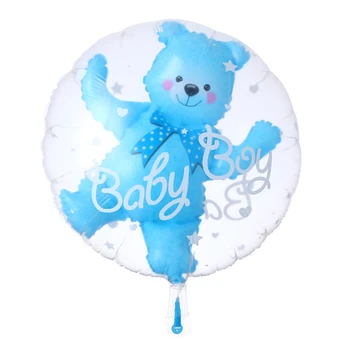 

24inch Baby Boy/Girl Bear bubble balloons Pink Bubble Bear Foil bear ballon Birthday Baby Shower Decor Kids Toys Ball in Ball