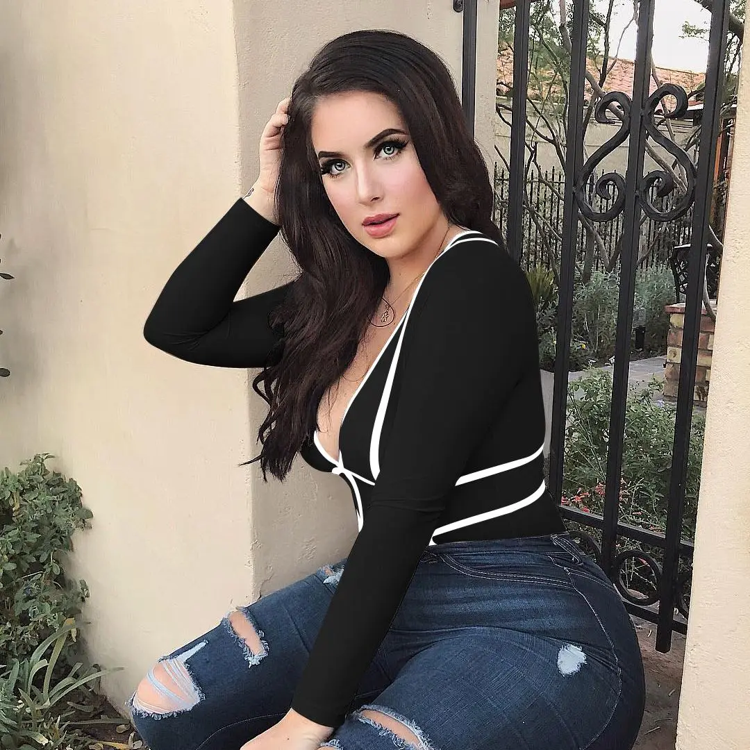 Wantmove V-Neck Elegant Long Sleeve Women's Bodysuit 2021 New Striped Fancy Jumpsuit Sexy Festival Clothing JZ520
