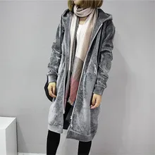 

Casual Lady Winter Long Fashion Black Autumn Fleece Jacket 2021 New Women Thick Warm Hooded Basic Coats All-match Jackets Female
